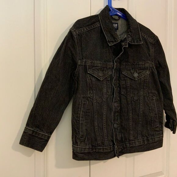 Gap Kids Black Denim Button Front Cotton Jacket XS Youth New - Picture 5 of 9